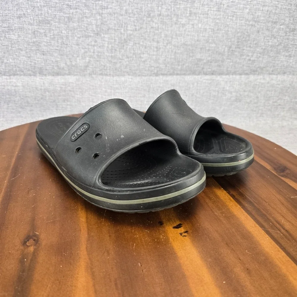 Crocs Crocband III Slide Sandals Mens 10 Womens 12 Black Graphite 205733 Slip On